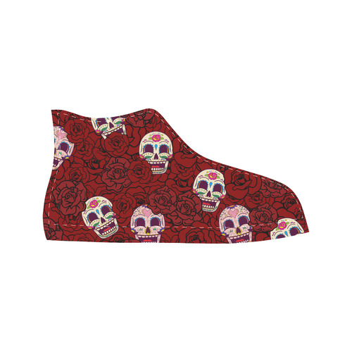 Rose Sugar Skull Aquila High Top Microfiber Leather Women's Shoes/Large Size (Model 032)