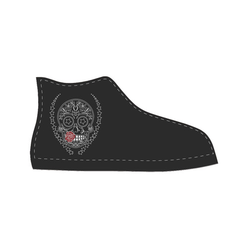 Sugar Skull Red Rose Women's Classic High Top Canvas Shoes (Model 017)