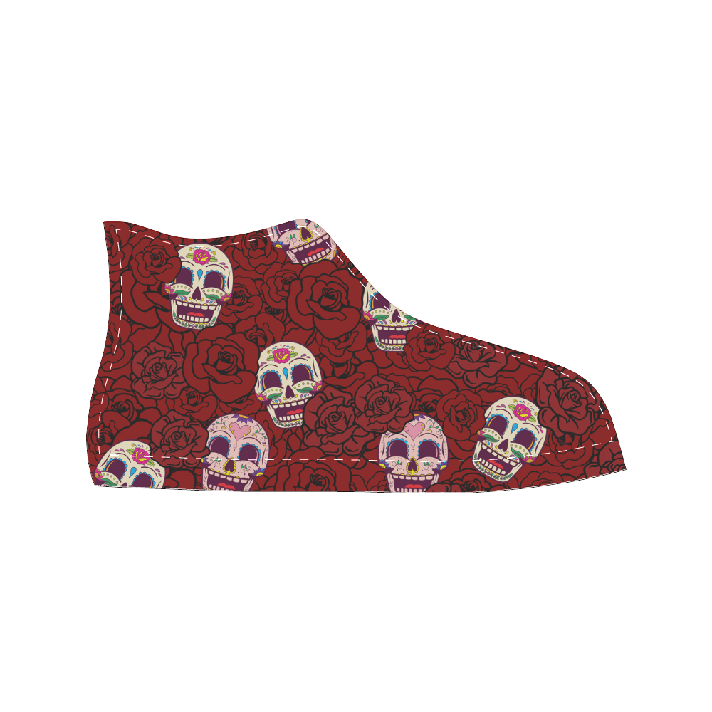 Rose Sugar Skull High Top Canvas Women's Shoes/Large Size (Model 017)