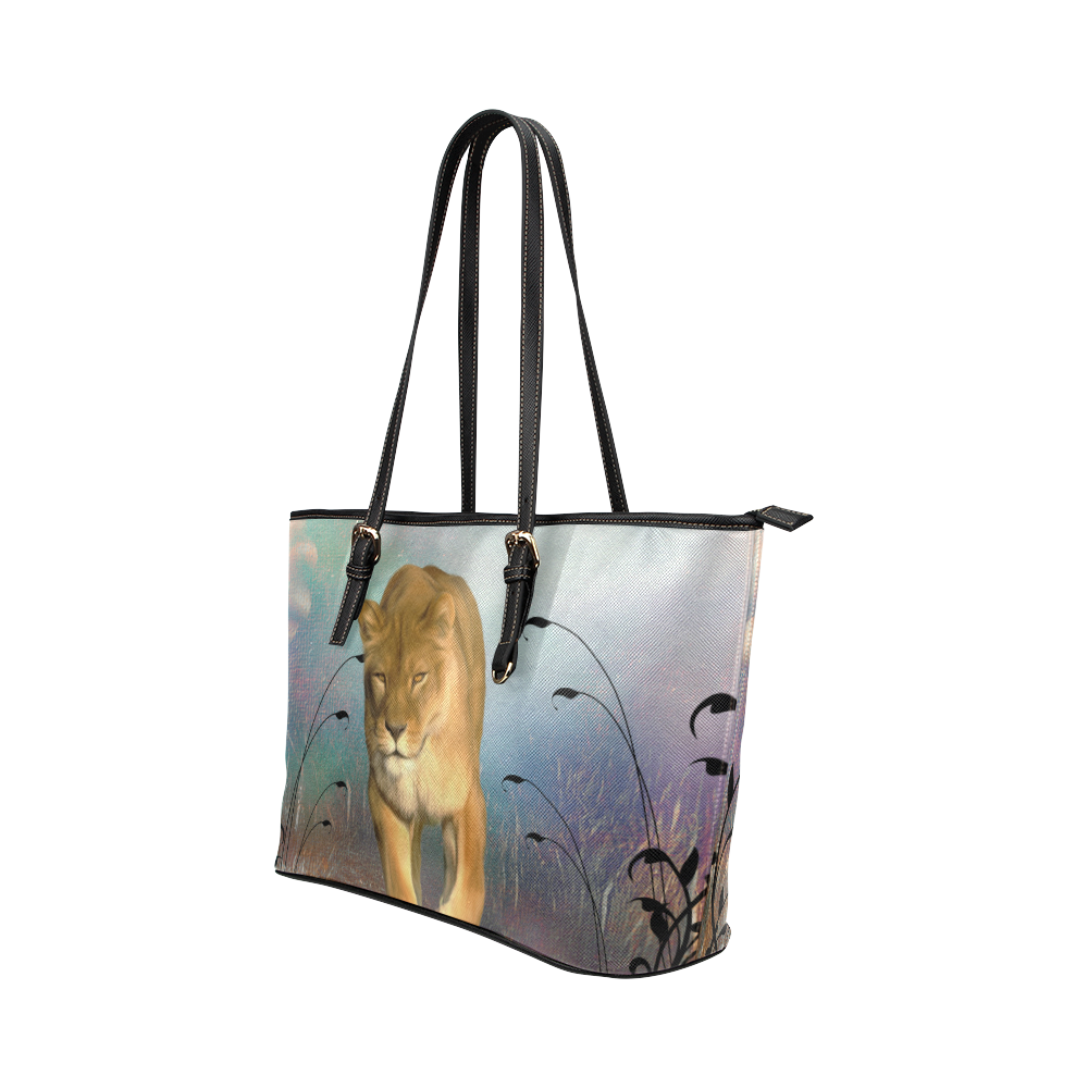 Wonderful lioness Leather Tote Bag/Large (Model 1651)
