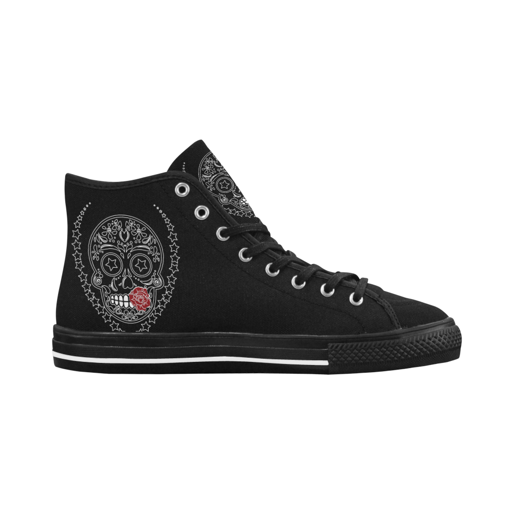 Sugar Skull Red Rose Vancouver H Women's Canvas Shoes (1013-1)