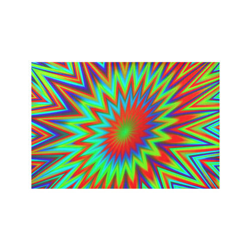 Red Yellow Blue Green Retro Psychedelic Colorful Explosion Placemat 12’’ x 18’’ (Set of 6)