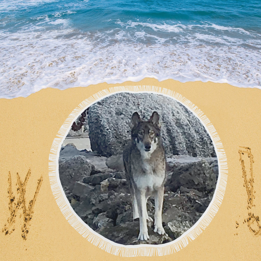 Dog German Shepherd Circular Beach Shawl 59"x 59"