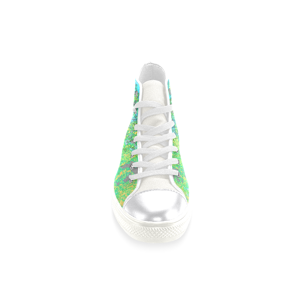 blue and green canvas high tops Women's Classic High Top Canvas Shoes (Model 017)