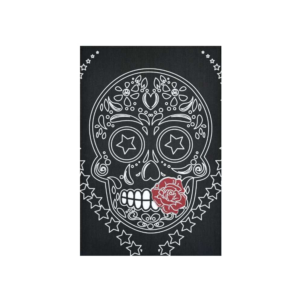 Sugar Skull Red Rose Cotton Linen Wall Tapestry 40"x 60"