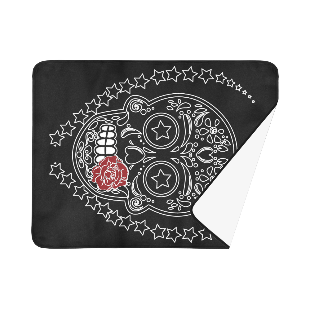 Sugar Skull Red Rose Beach Mat 78"x 60"