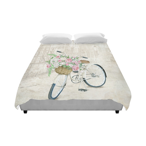 Vintage bicycle with roses basket Duvet Cover 86"x70" ( All-over-print)