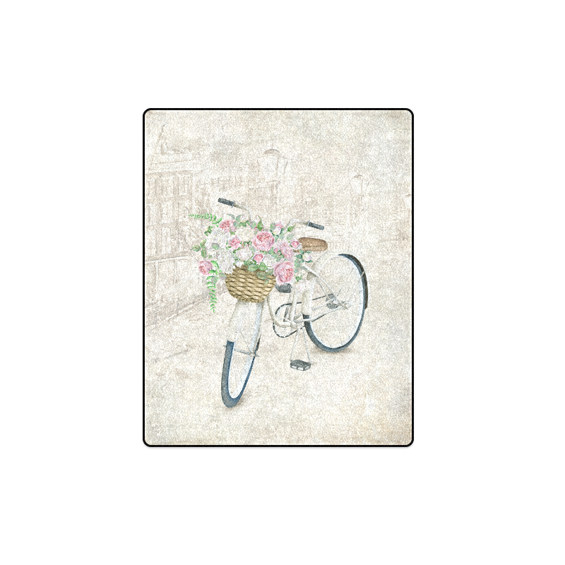 Vintage bicycle with roses basket Blanket 40"x50"