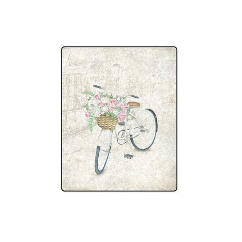 Vintage bicycle with roses basket Blanket 40"x50"