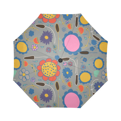 spring flower gray Auto-Foldable Umbrella (Model U04)
