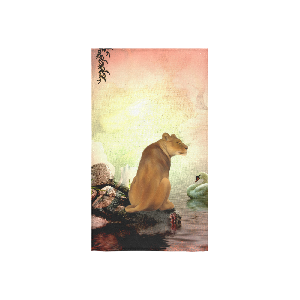 Awesome lioness in a fantasy world Custom Towel 16"x28"