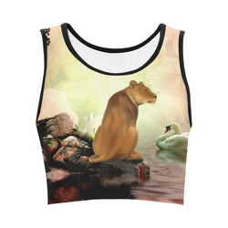 Awesome lioness in a fantasy world Women's Crop Top (Model T42)