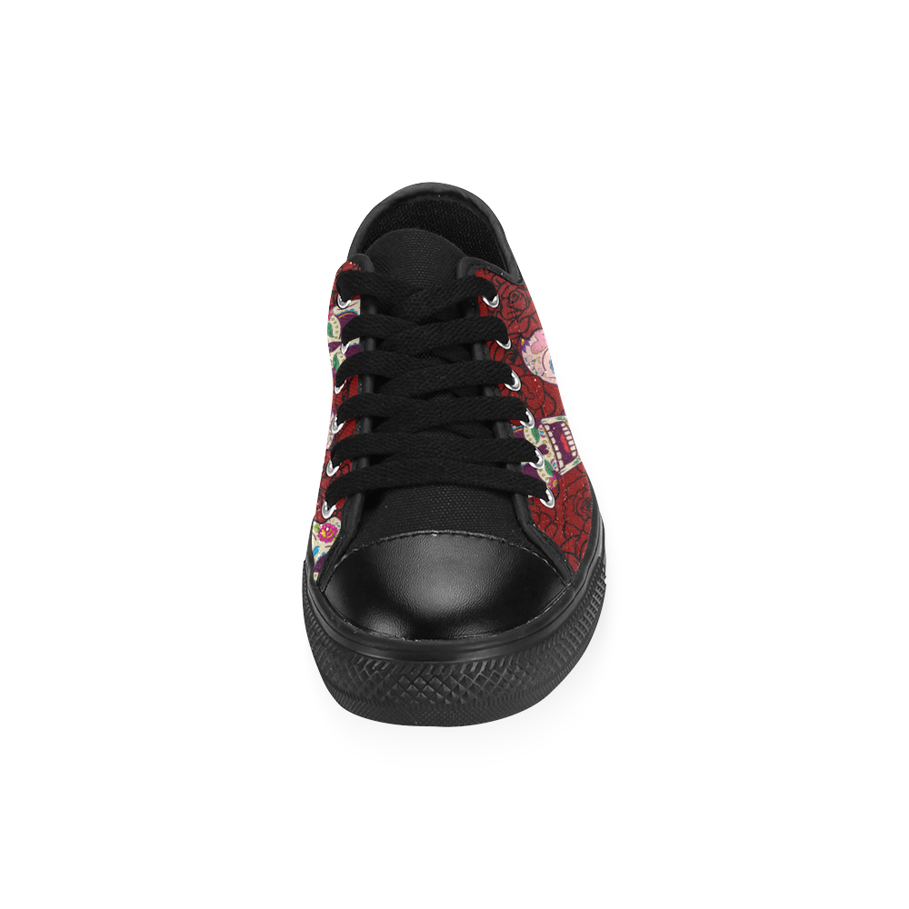 Rose Sugar Skull Men's Classic Canvas Shoes (Model 018)