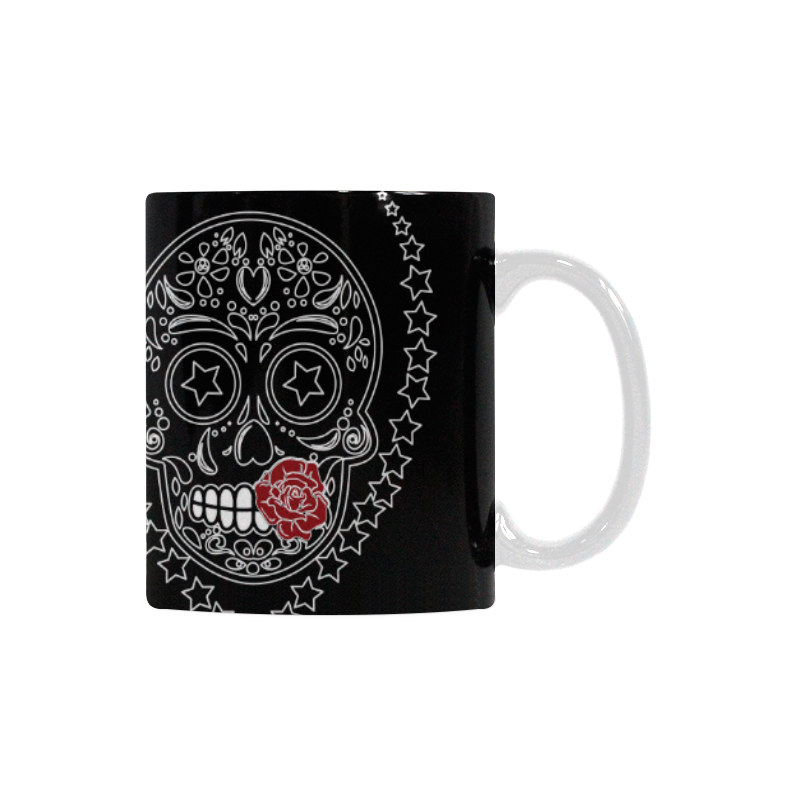 Sugar Skull Red Rose White Mug(11OZ)