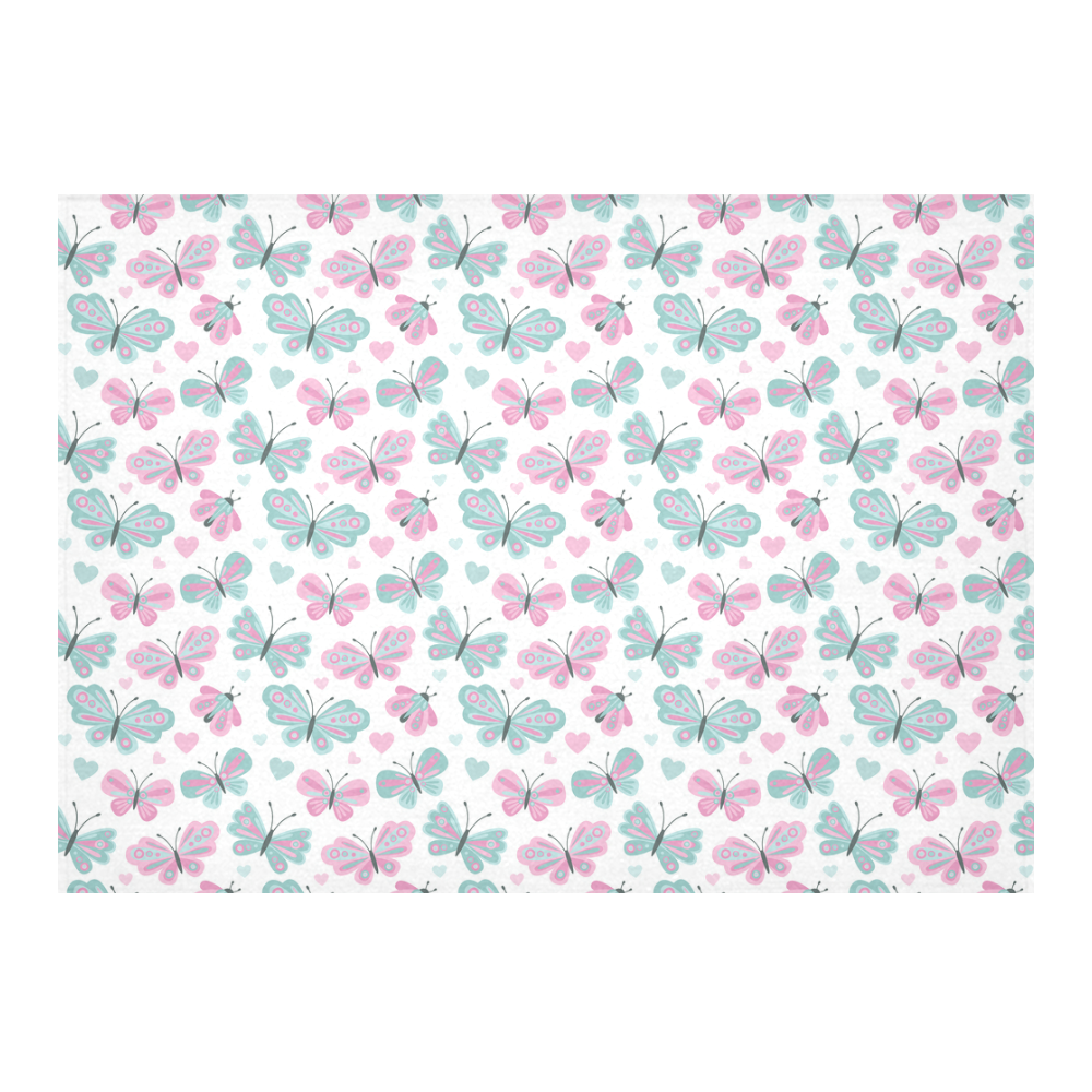 Cute Pastel Butterflies Cotton Linen Tablecloth 60"x 84"