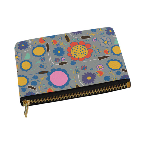 spring flower gray Carry-All Pouch 12.5''x8.5''
