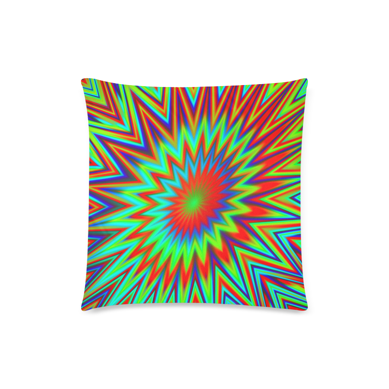 Red Yellow Blue Green Retro Psychedelic Color Explosion Custom Zippered Pillow Case 18"x18"(Twin Sides)
