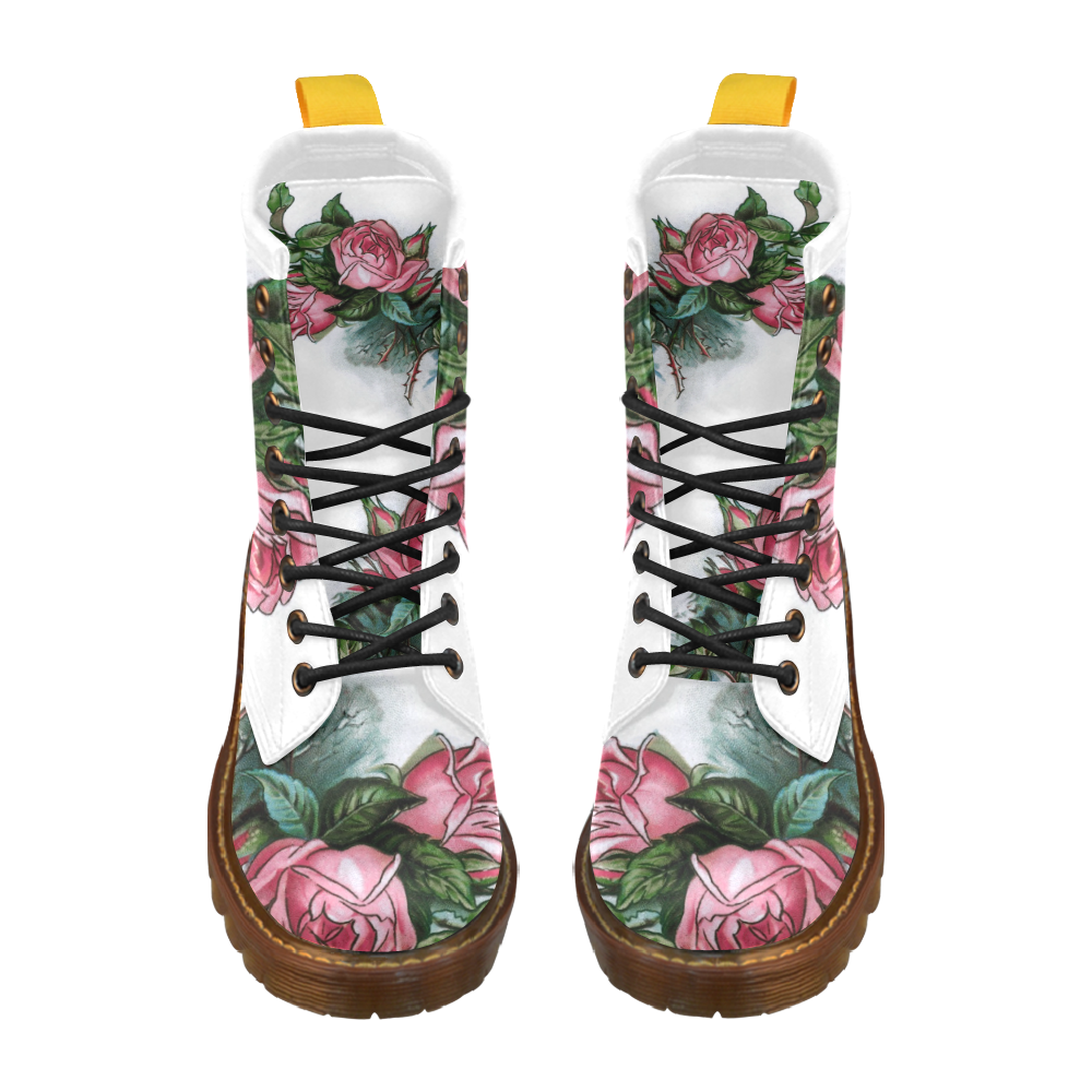 Roses Vintage Floral High Grade PU Leather Martin Boots For Women Model 402H