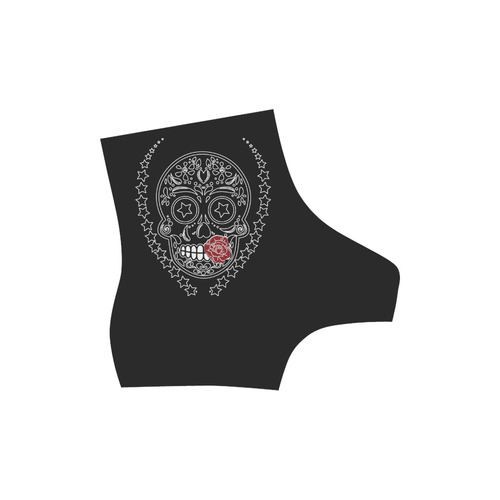 Sugar Skull Red Rose High Grade PU Leather Martin Boots For Women Model 402H