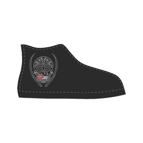 Sugar Skull Red Rose High Top Canvas Women's Shoes/Large Size (Model 017)
