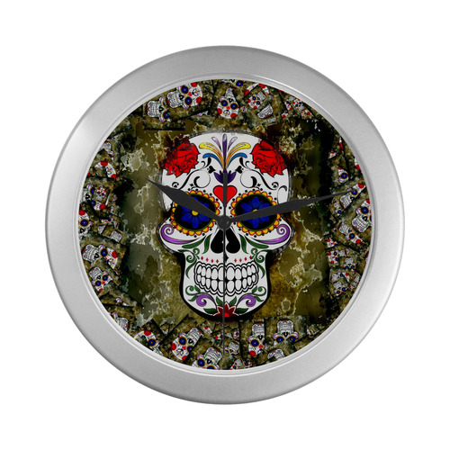 Skull20170278_by_JAMColors Silver Color Wall Clock