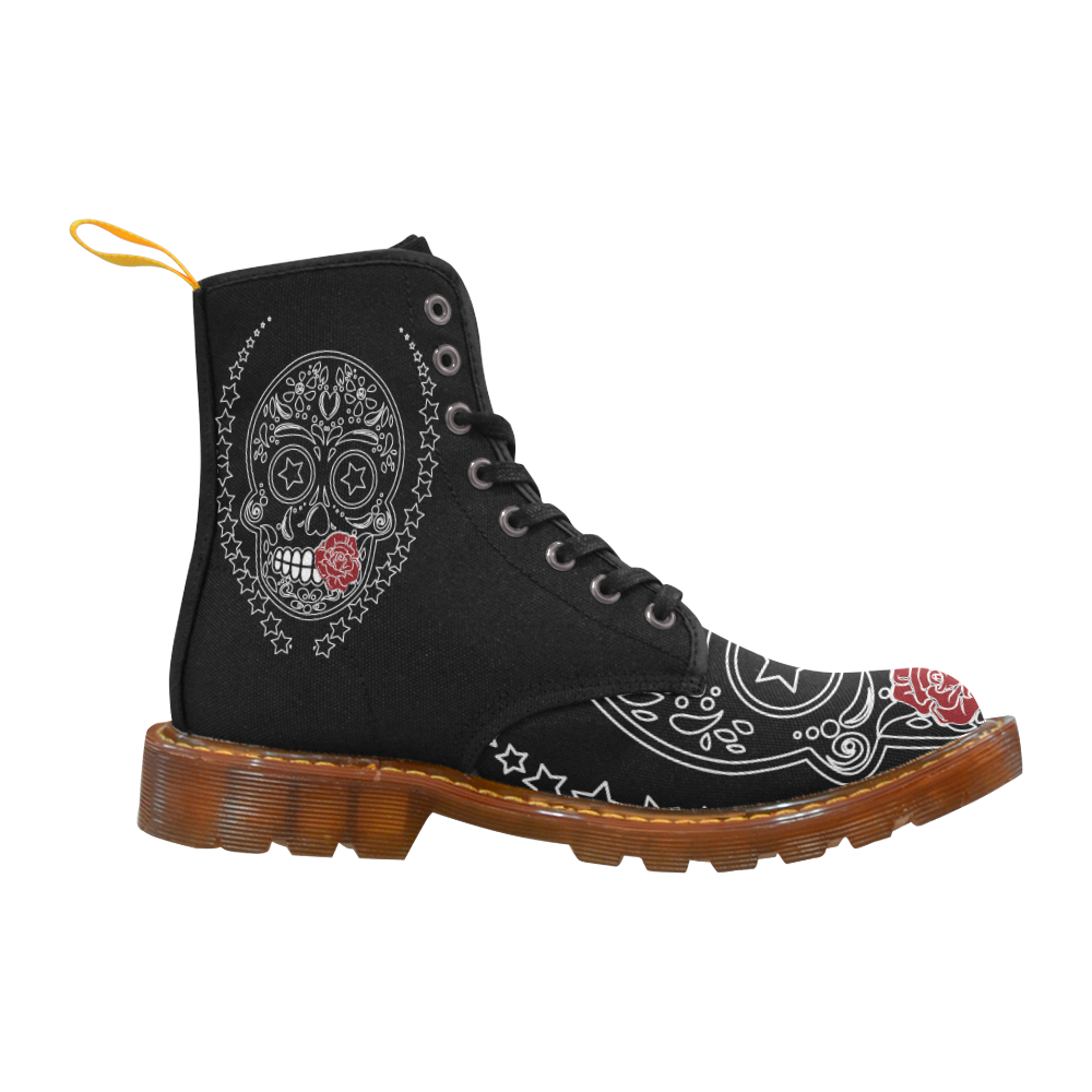 Sugar Skull Red Rose Martin Boots For Men Model 1203H