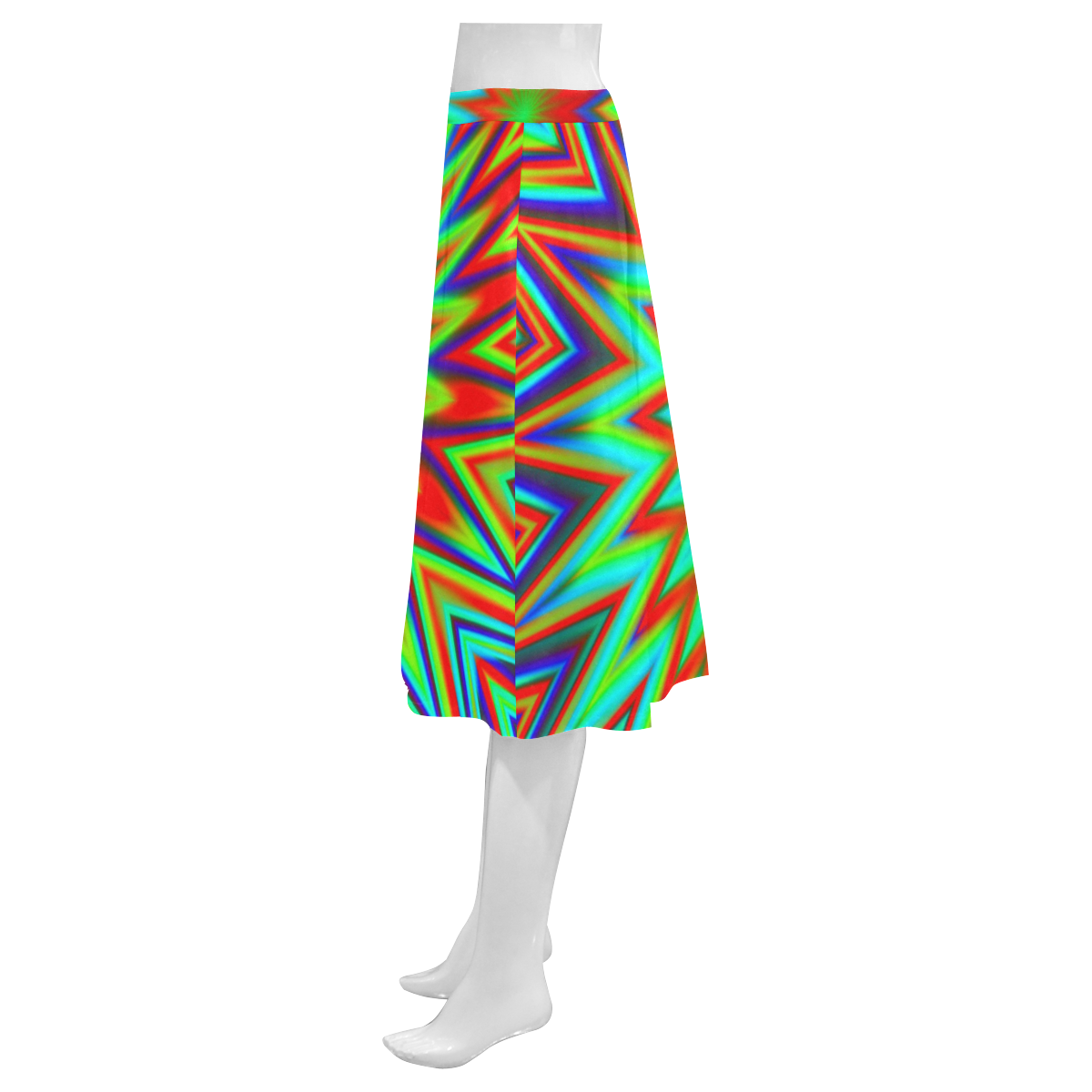 Red Yellow Blue Green Retro Color Explosion Mnemosyne Women's Crepe Skirt (Model D16)
