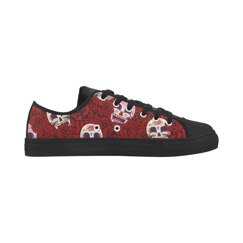 Rose Sugar Skull Microfiber Leather Men's Shoes/Large Size (Model 031)