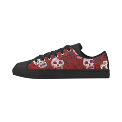 Rose Sugar Skull Aquila Microfiber Leather Women's Shoes (Model 031)