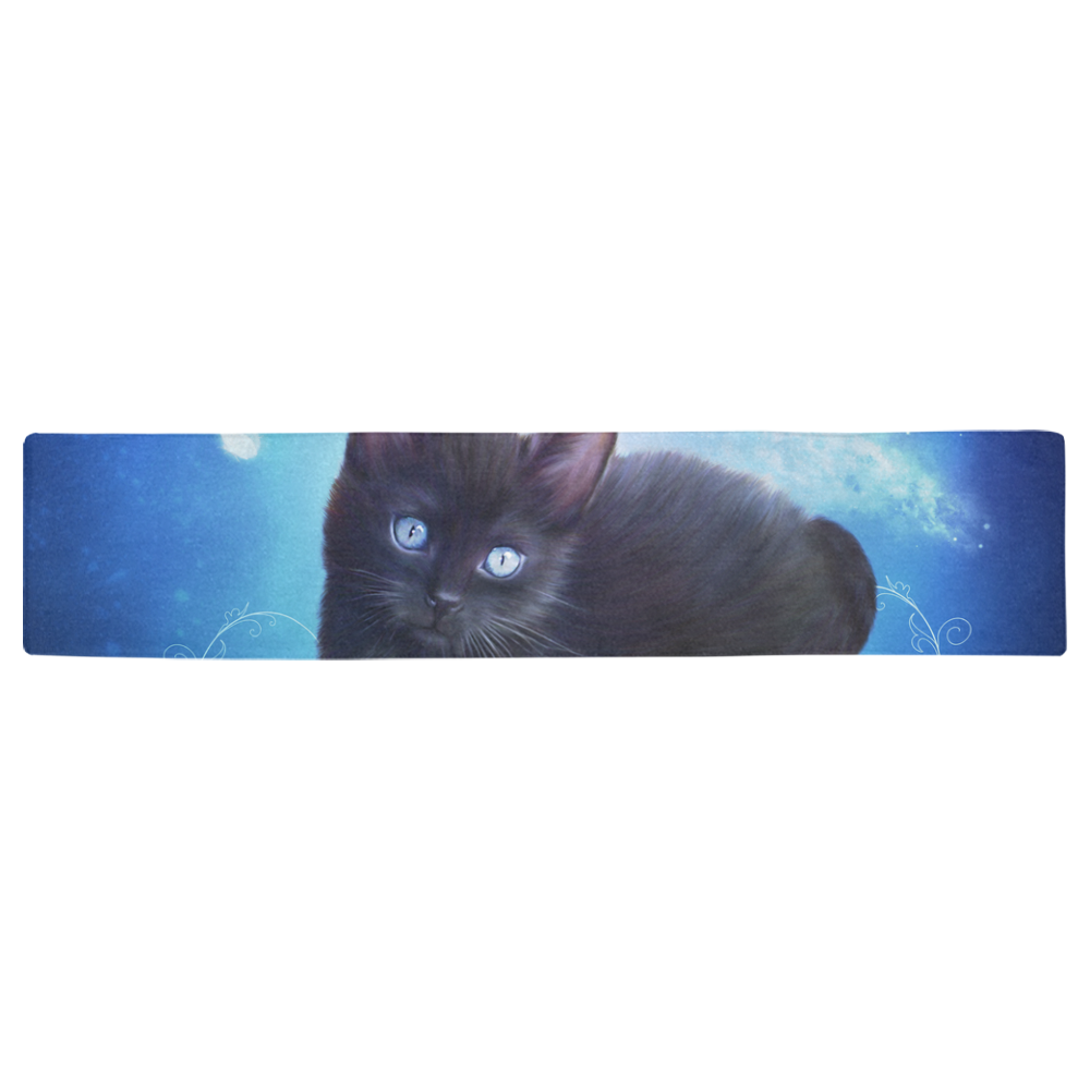 Cute little back kitten Table Runner 16x72 inch