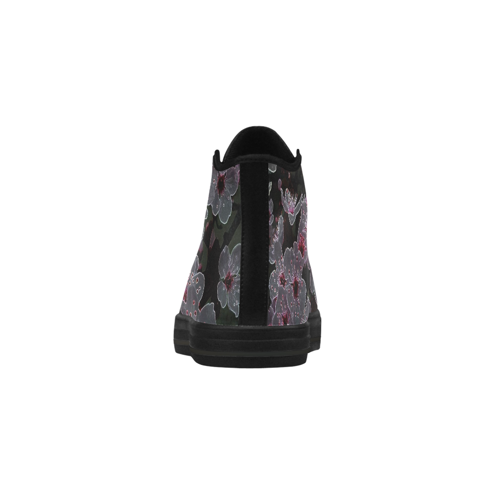 Glowing Flowers in the dark A by JamColors Aquila High Top Microfiber Leather Women's Shoes (Model 032)