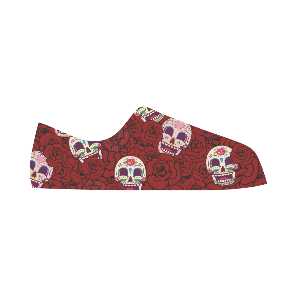 Rose Sugar Skull Microfiber Leather Men's Shoes/Large Size (Model 031)