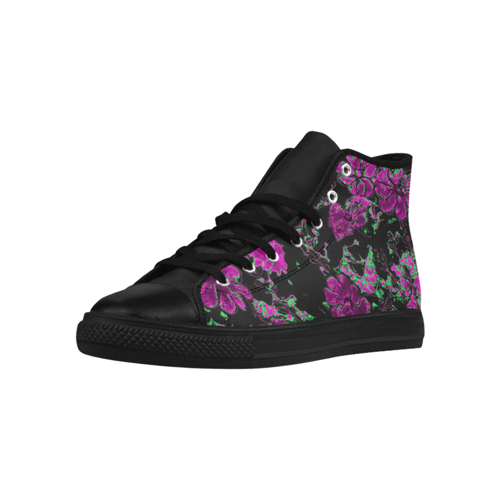 floral dreams 12 A by JamColors Aquila High Top Microfiber Leather Women's Shoes/Large Size (Model 032)