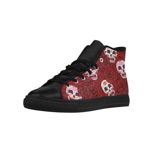 Rose Sugar Skull Aquila High Top Microfiber Leather Women's Shoes (Model 032)