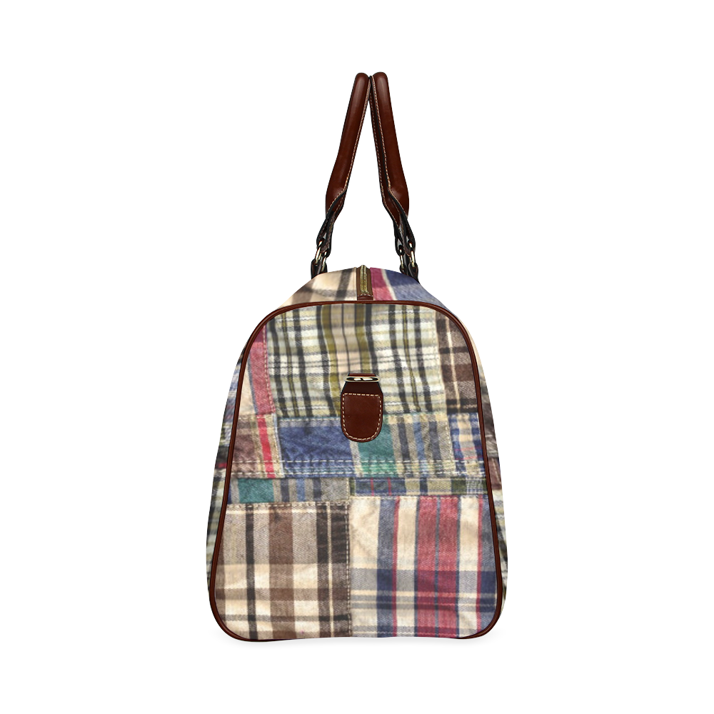 patchwork plaid / tartan Waterproof Travel Bag/Large (Model 1639)