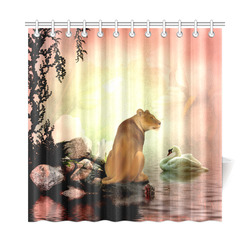 Awesome lioness in a fantasy world Shower Curtain 72"x72"
