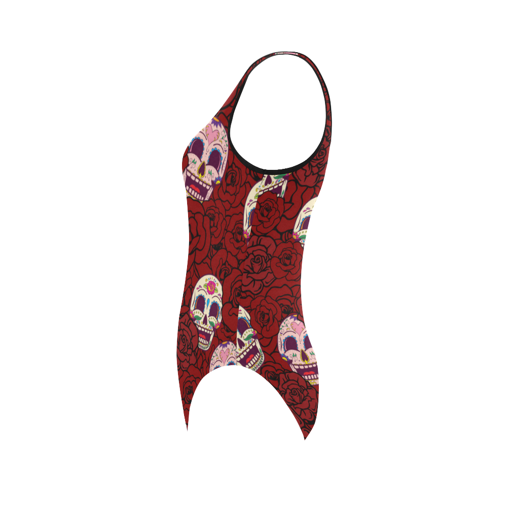Rose Sugar Skull Vest One Piece Swimsuit (Model S04)