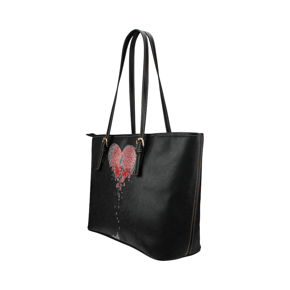 HEARTBROKEN Leather Tote Bag/Small (Model 1651)