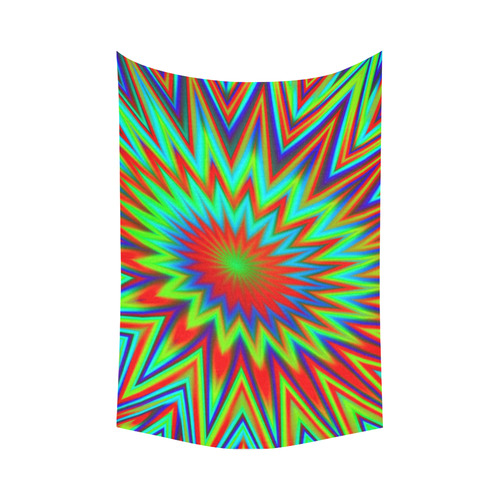 Red Yellow Blue Green Retro Psychedelic Color Explosion Cotton Linen Wall Tapestry 90"x 60"