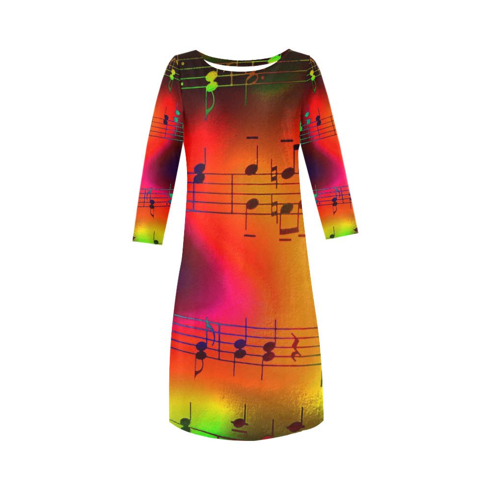 Music, colorful and cheerful C by JamColors Round Collar Dress (D22)