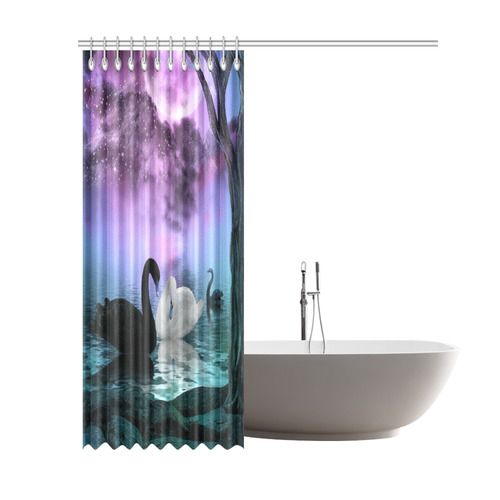 Wonderful black and white swan Shower Curtain 69"x84"