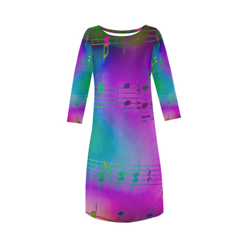 Music, colorful and cheerful B by JamColors Round Collar Dress (D22)