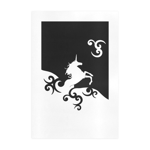 Black and White Shadowworld of Unicorns Art Print 19‘’x28‘’