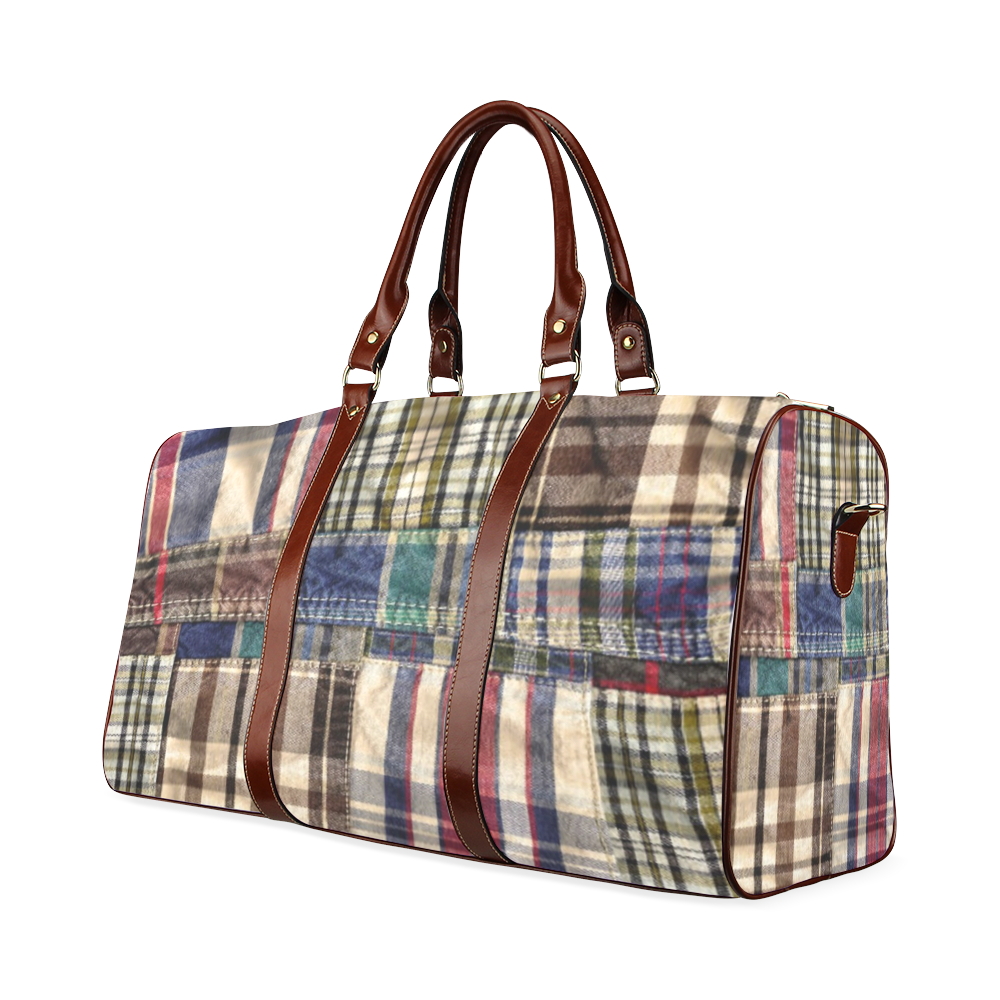 patchwork plaid / tartan Waterproof Travel Bag/Small (Model 1639)