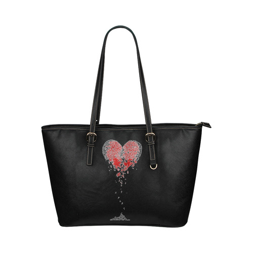 HEARTBROKEN Leather Tote Bag/Small (Model 1651)