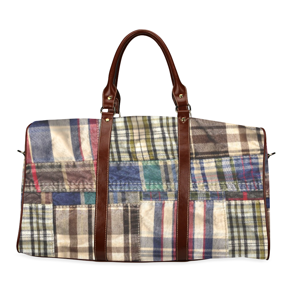 patchwork plaid / tartan Waterproof Travel Bag/Large (Model 1639)