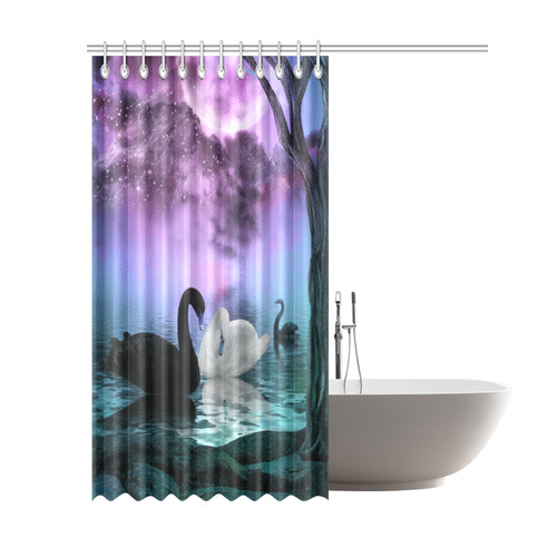 Wonderful black and white swan Shower Curtain 69"x84"