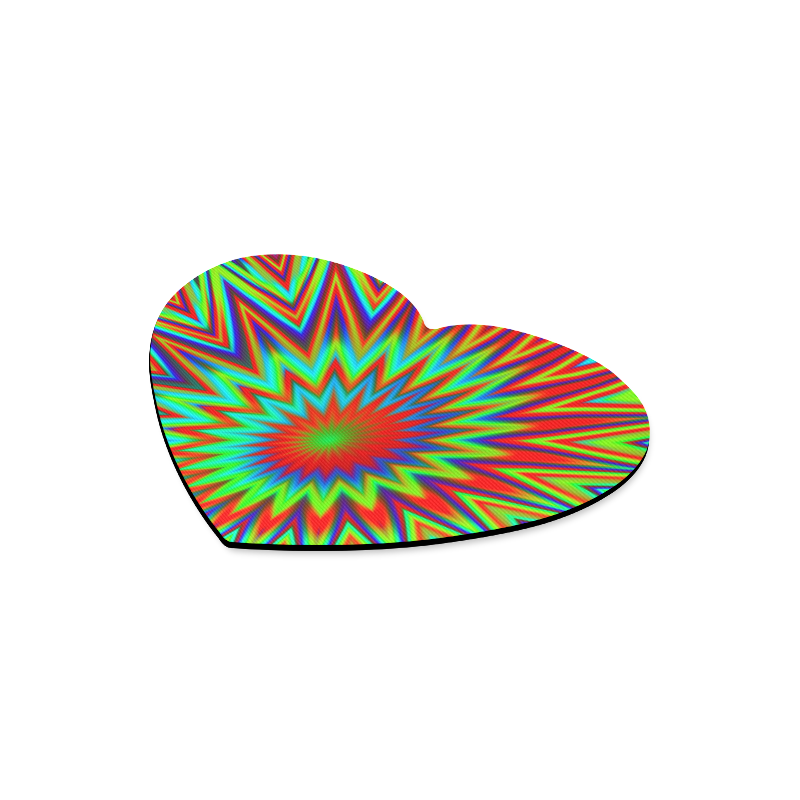 Red Yellow Blue Green Retro Psychedelic Color Explosion Heart-shaped Mousepad