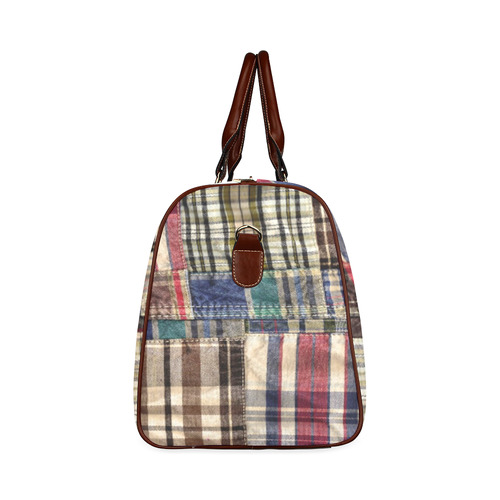 patchwork plaid / tartan Waterproof Travel Bag/Large (Model 1639)