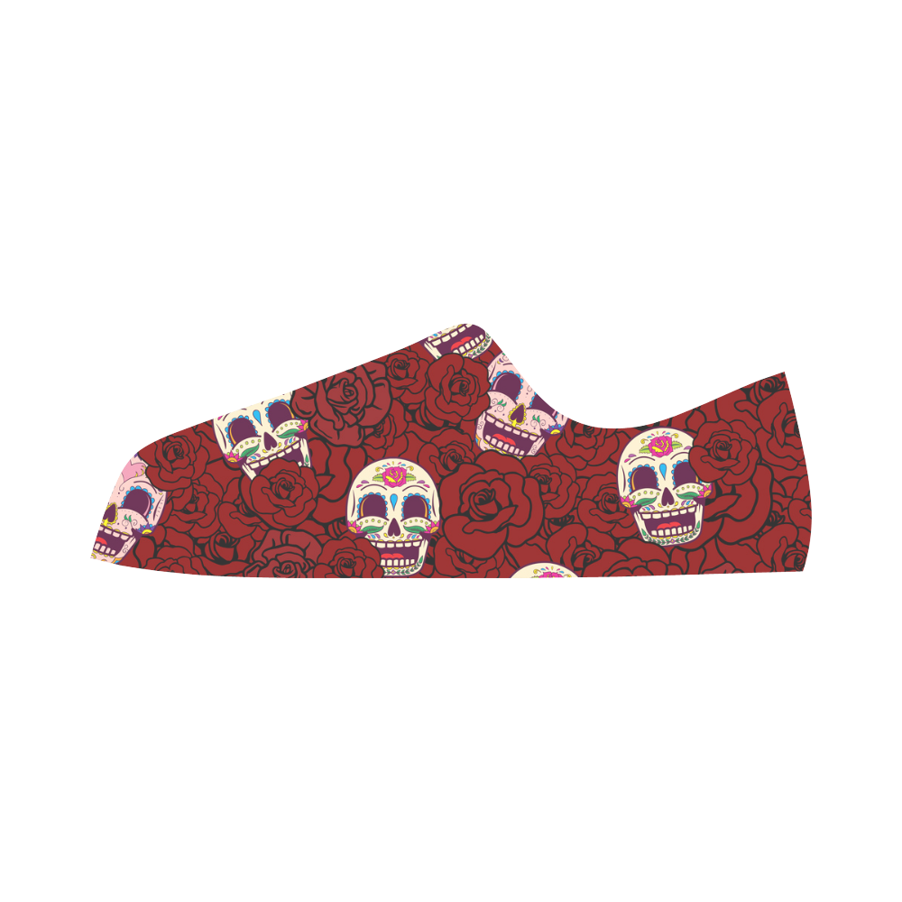 Rose Sugar Skull Aquila Microfiber Leather Women's Shoes/Large Size (Model 031)